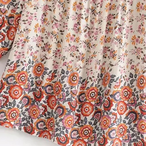 Boho Floral Vintage Gypsy Print 70’s Dress Red - Picture 8 of 13